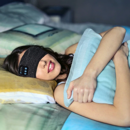 Schwarzes Schlafband mit Bluetooth, ideal zum Schlafen und Sport treiben