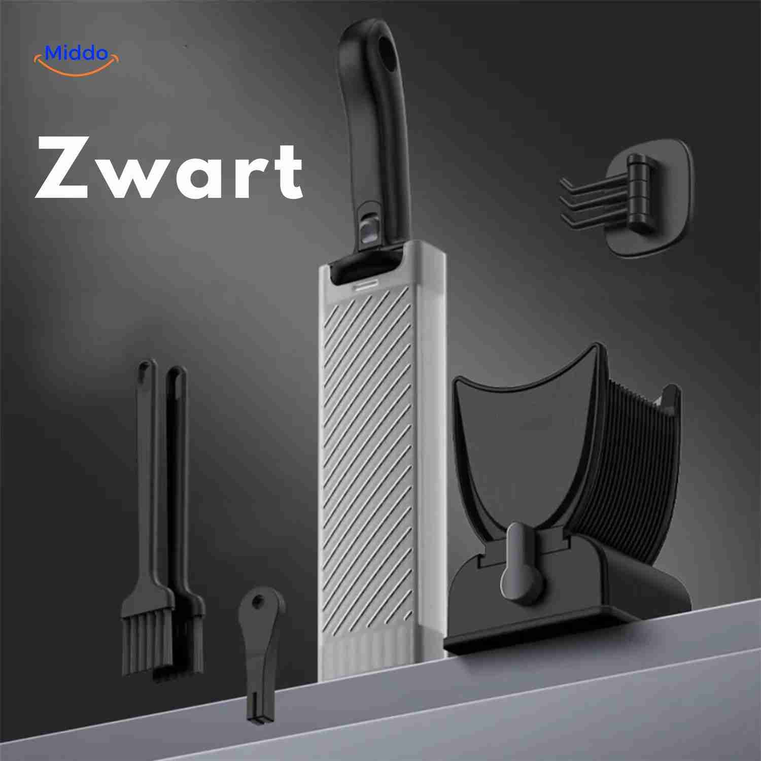 slicora Fleischschneide-Set komplettes Küchenhilfsgerät in Schwarz mit langlebigem Schneider und Aufbewahrungssystem www.middo.nl