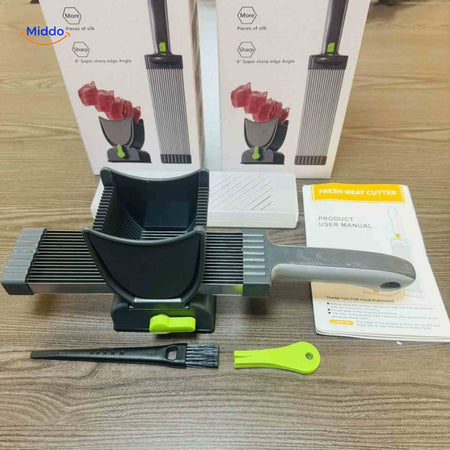 slicora Fleischschneideset komplette Set mit Griff, Bürste und Anleitung www.middo.nl