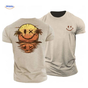 Smileywave T-Shirt mit Smiley Sonnenuntergang Print in Beige - Jetzt bei www.middo.de erhältlich!