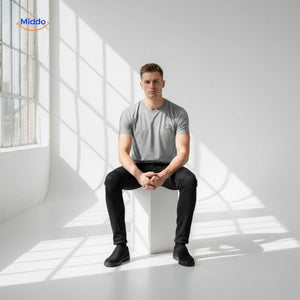 Smileywave T-Shirt für Herren in Grau – Minimalistisches Design im Studio. Besuchen Sie !
