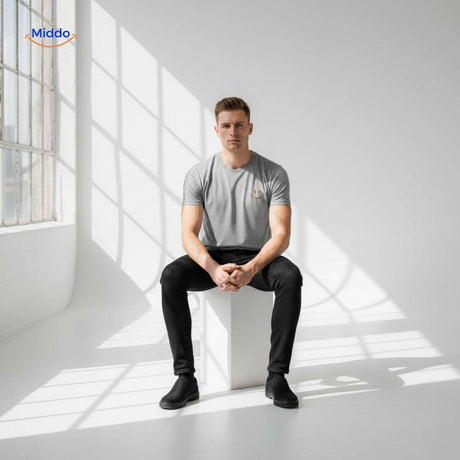 Smileywave T-Shirt für Herren in Grau – Minimalistisches Design im Studio. Besuchen Sie !