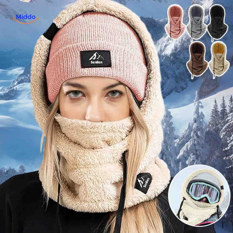 SnowShield Wintermütze mit Fleece-Schal – warme Schutzbekleidung für kalte Tage. Jetzt entdecken auf www.middo.de!