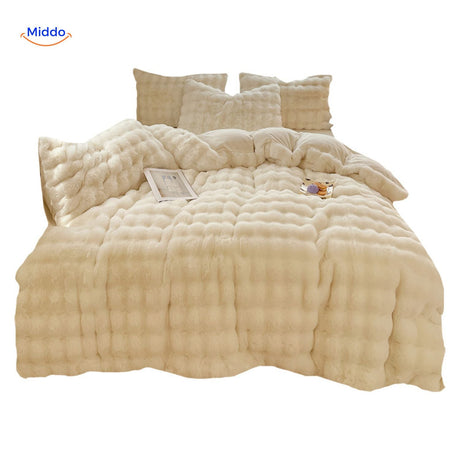 SnuggleBunny Plüschset Weiß Fließendes Bett-Set