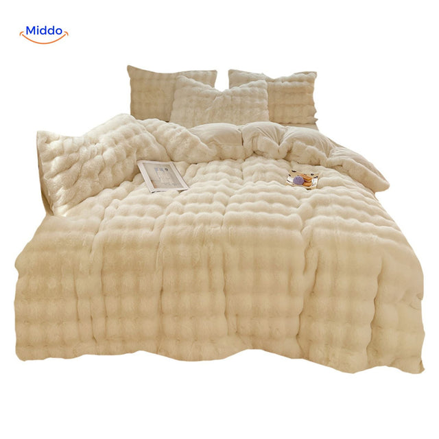 SnuggleBunny Plüschset Weiß Fließendes Bett-Set