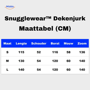 Snugglewear Deckenkleid Größentabelle S M L cm Informationen www.middo.de