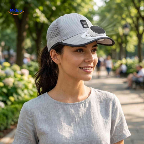 solarix cap kühlende sonnenkappe mit ventilator www.middo.de