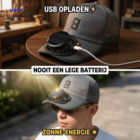 solarix cap usb-aufladbare sonnenventilator cap www.middo.de