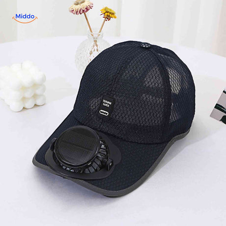 solarix cap schwarze kühlende cap mit sonnenventilator www.middo.de