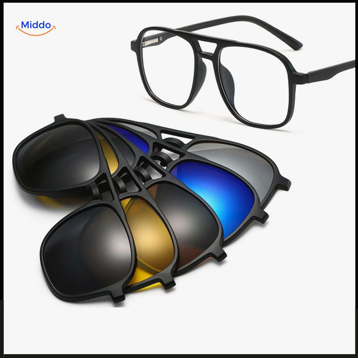 solvizo Sonnenbrille mit magnetischen multifunktionalen Clip-Ons und UV-Schutz