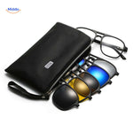 solvizo Sonnenbrille mit Etui und 5 magnetischen Clip-On-Gläsern für multifunktionalen Gebrauch www.middo.de