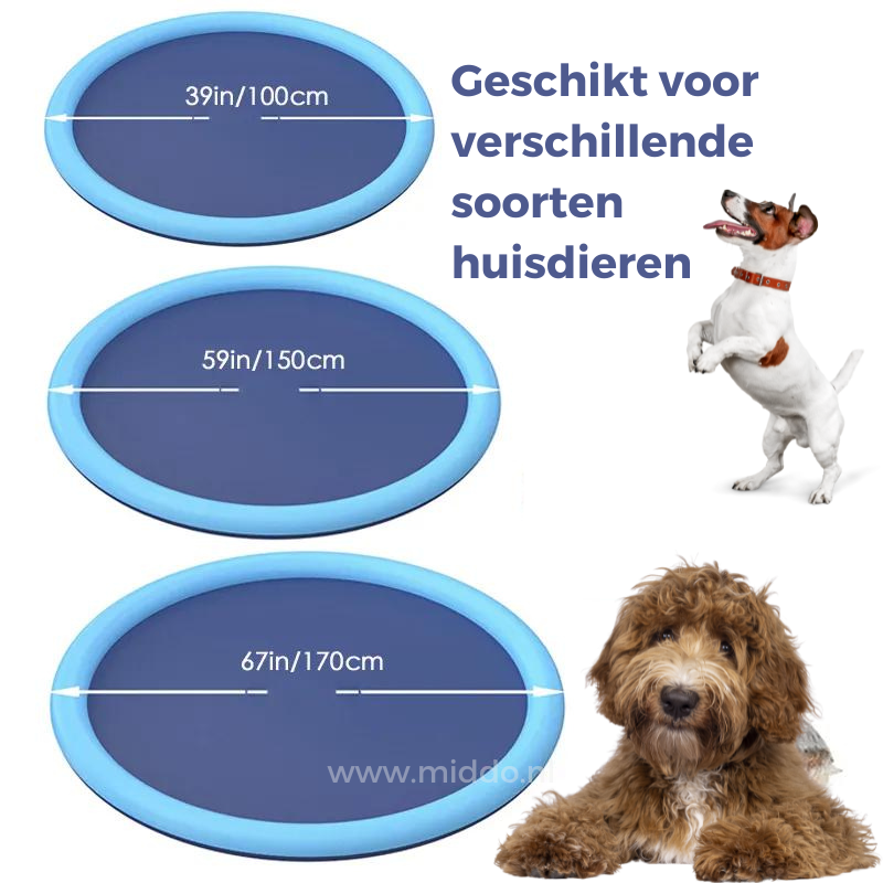 Übersicht über verschiedene Größen von Wassermatten für Haustiere.