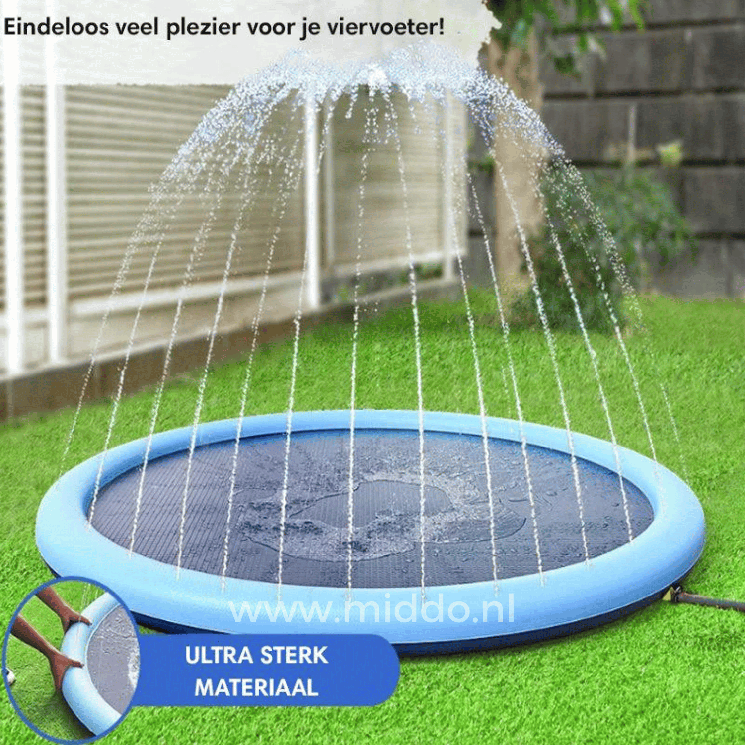 Wassermatte mit sprühenden Wasserfontänen für Haustiere.
