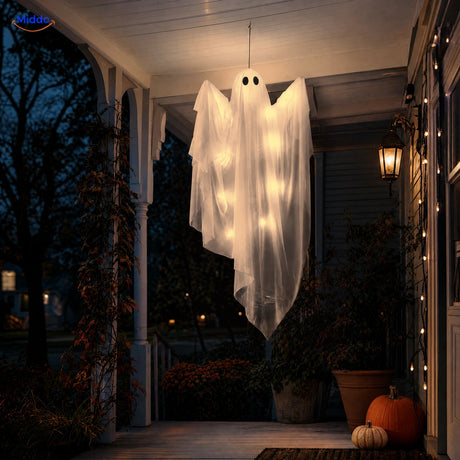SpookGlow™ mit warmweißer Beleuchtung, hängende Halloween-Geist-Ausführung