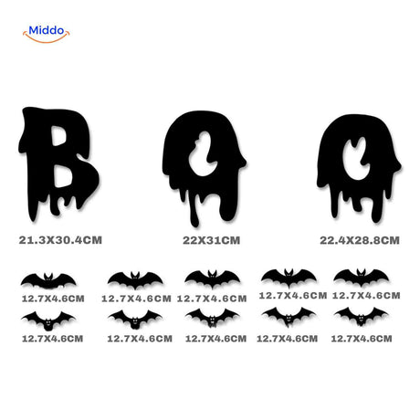 Spooky Light Lampe Halloween Boo Schriftzüge mit Fledermaus-Dekoration | www.middo.de