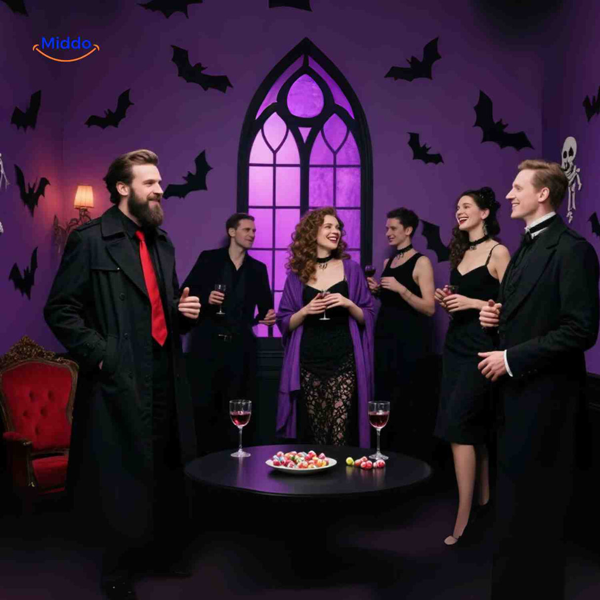 Spooky Light Halloween Wandleuchte mit Fledermaus und LED-Beleuchtung - www.middo.de