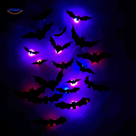 Spooklicht Lampe Halloween Fledermaus LED Wanddekoration Blau Lila - www.middo.de