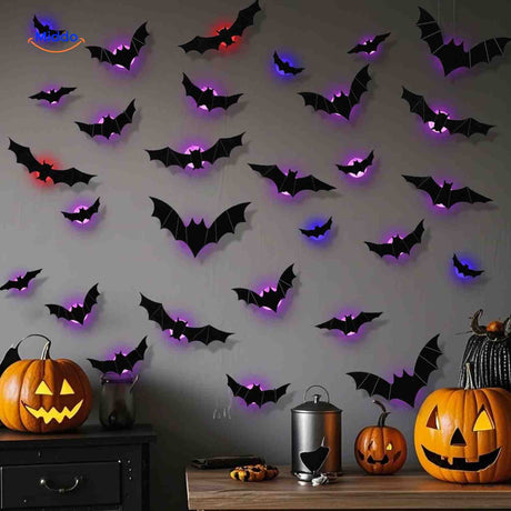 Spooky-Lichtlampe für Halloween – Fledermaus-Wanddeko mit LED-Beleuchtung Besuchen Sie uns auf www.middo.de!