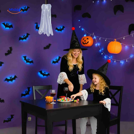 Spuklicht Lampe Halloween Hexen mit Fledermaus LED Wanddekoration