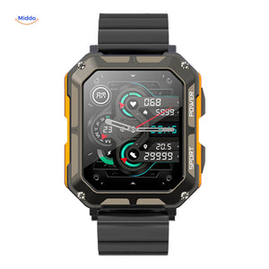Steellink-Smartwatch, Armband edelstahl bambusoptik orange