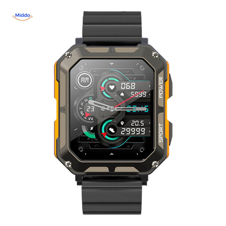 Steellink-Smartwatch, Armband edelstahl bambusoptik orange