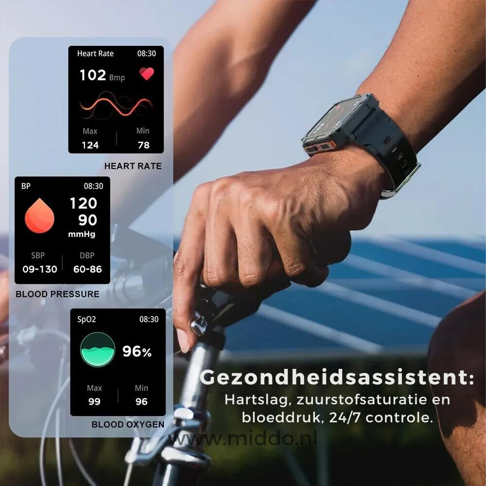 Gesundheitsfunktionen der unverwüstlichen Smartwatch mit Herzfrequenzmesser