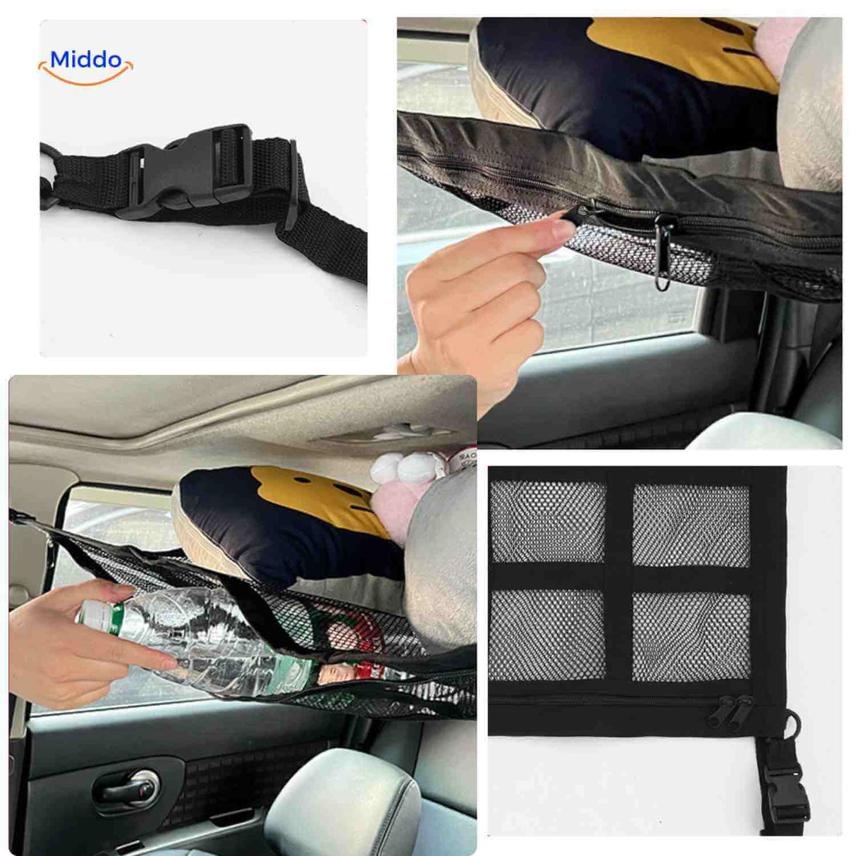 Storixa Netztasche Auto Gepäcknetz mit Schnallen und Reißverschluss