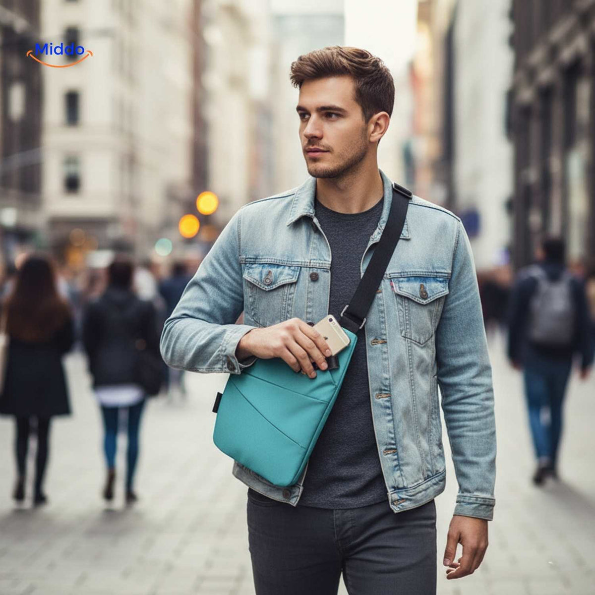 Stratos Umhängetasche für Herren – Graue Tasche für Radtouren | www.middo.de