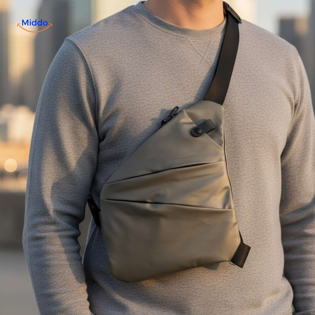 Stratos Unisex Slingbag in Grün - Ideal für Stadtwanderungen | www.middo.de