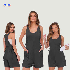summiva jumpsuit grau casual Komfort mit Taillenband und Aufbewahrungstaschen