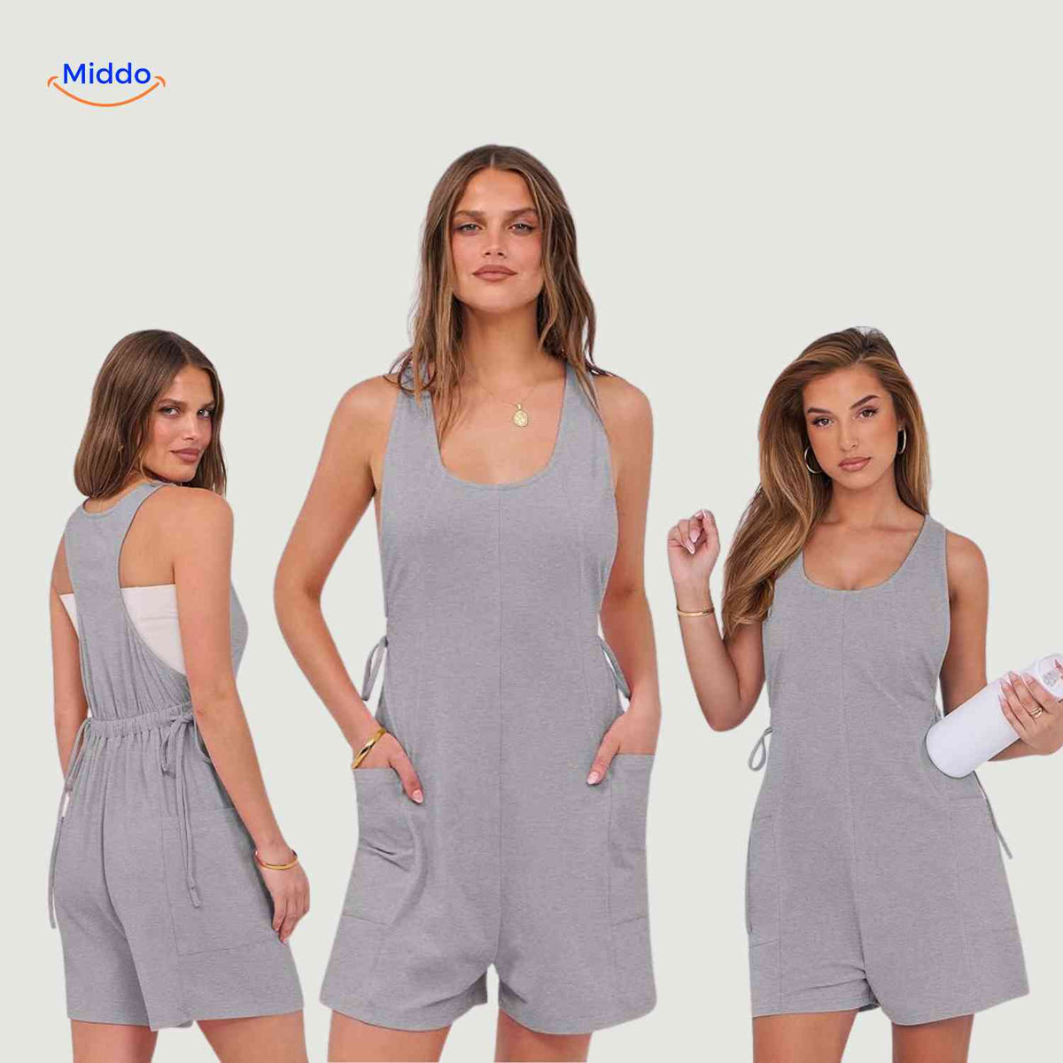 Summiva Jumpsuit Rosa - Drei Modelle mit Taillenkordel und Taschen