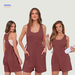 summiva jumpsuit zwart basic romper met witte topje en comfy fit www.middo.nl