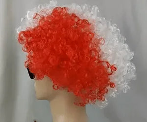 Flagora Perücke Locken rot weiß Fanperücke Party-Accessoire www.middo.de