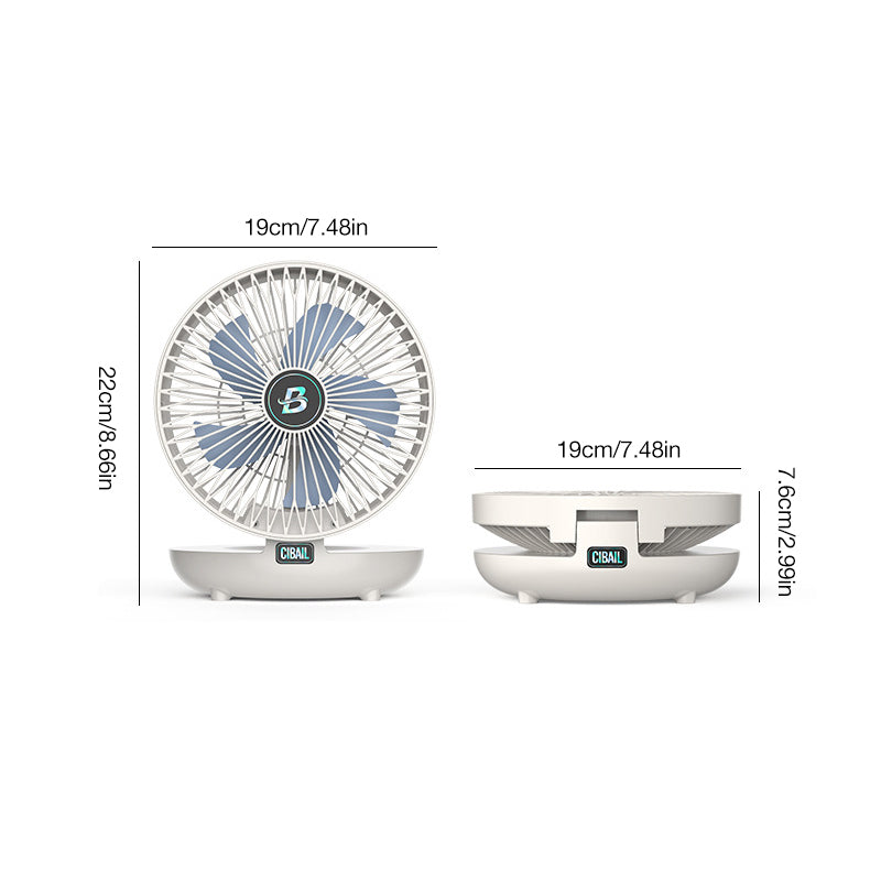 Abmessungen des faltbaren SwiftAir Ventilators dargestellt.
