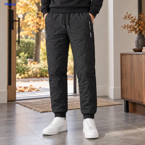 Thermoflex gefütterte Winterhose, getragen Schwarz mit Rippbündchen