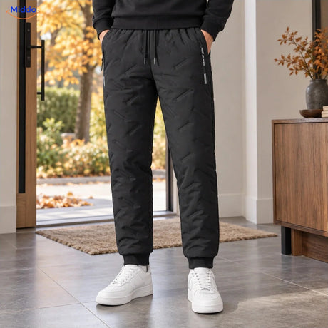 Thermoflex gefütterte Winterhose, getragen Schwarz mit Rippbündchen