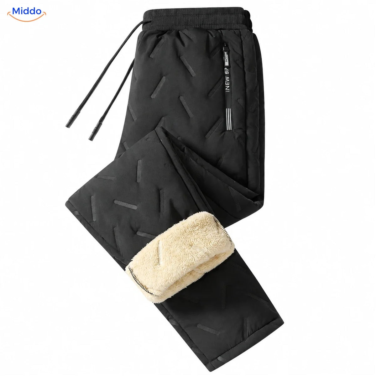 Thermoflex gefütterte Winterhose in Schwarz mit geradem Bein