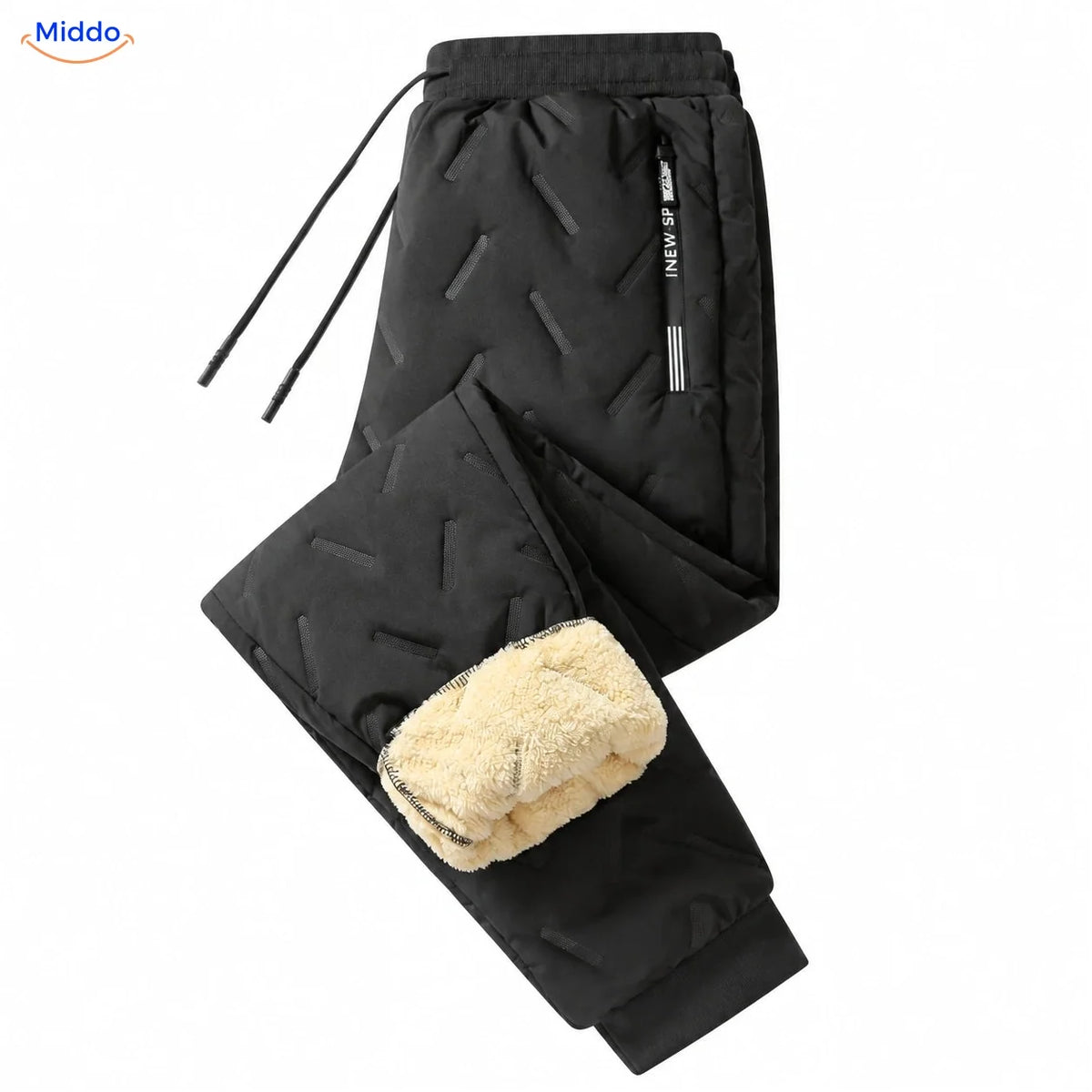 Thermoflex gefütterte Winterhose in Schwarz mit Rippbündchen
