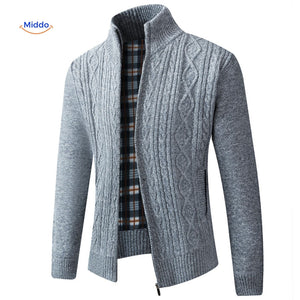 Thermoknit Weste mit Futter – Warm, für Herren, Blau-Grau – www.middo.de