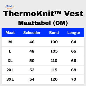 Thermoknit-Weste – gestrickte, gefütterte und warme Weste für Herren. Größentabelle finden Sie auf www.middo.de