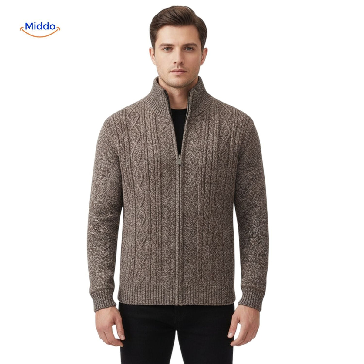 Thermoknit Weste für Herren – Frontansicht in Braun | www.middo.de