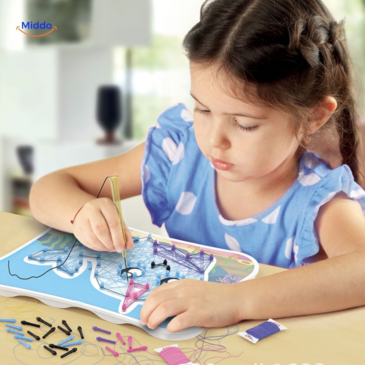 ThreadArt Builder pädagogisches Fadenpuzzle für Kinder Middo