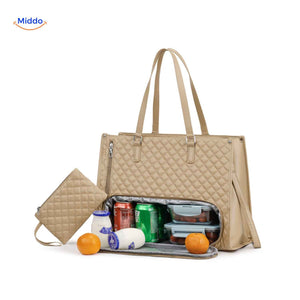 Totezia Tasche beige Lunchtasche mit Kühlfach und Etui