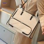 totezia Tasche beige mit schwarzer Tragetasche mit Lunch-Tasche und Etui www.middo.de