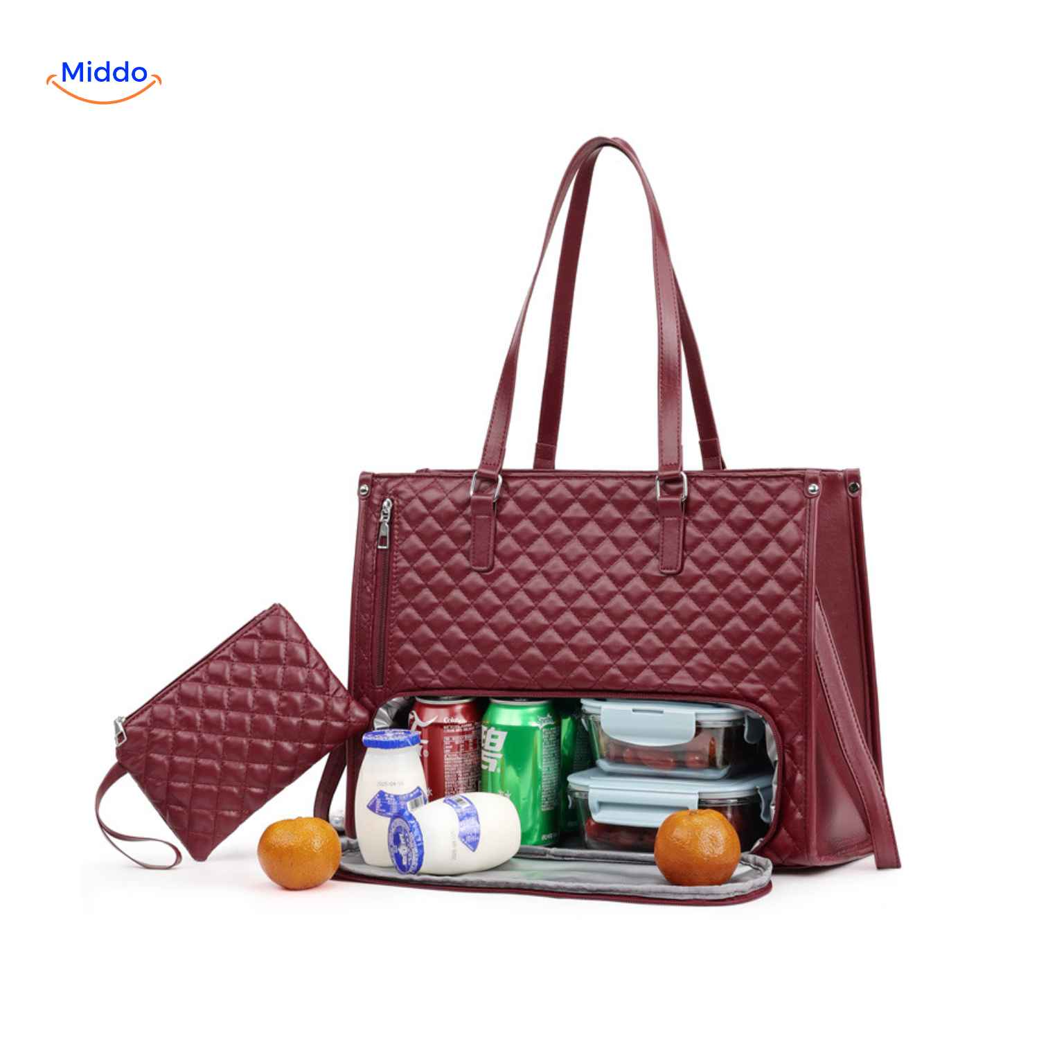 totezia tas bordeaux rote elegante Lunchtasche mit Isolierfach www.middo.de