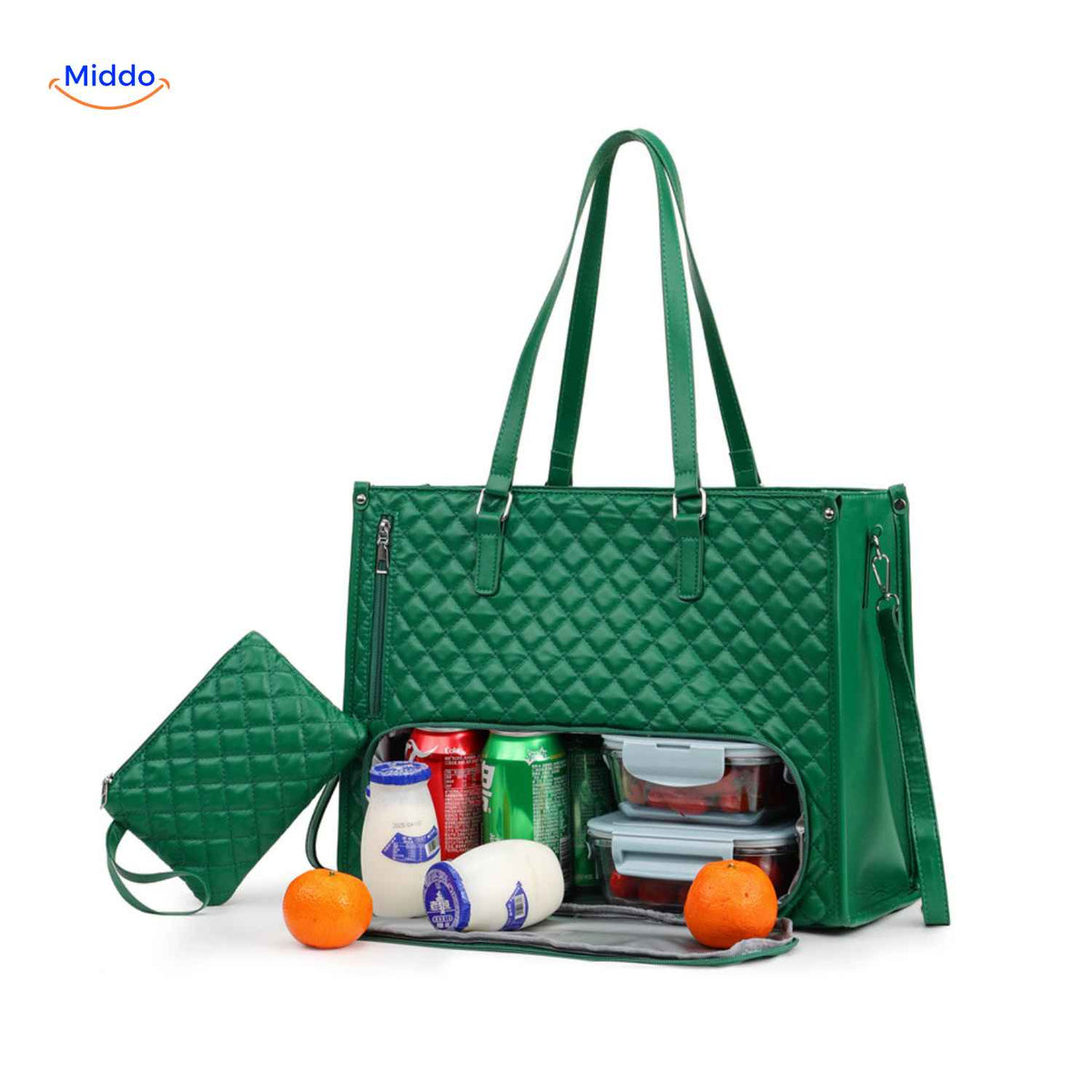 Totezia Tasche grüne Tragetasche mit Kühlraum und Tragegriff