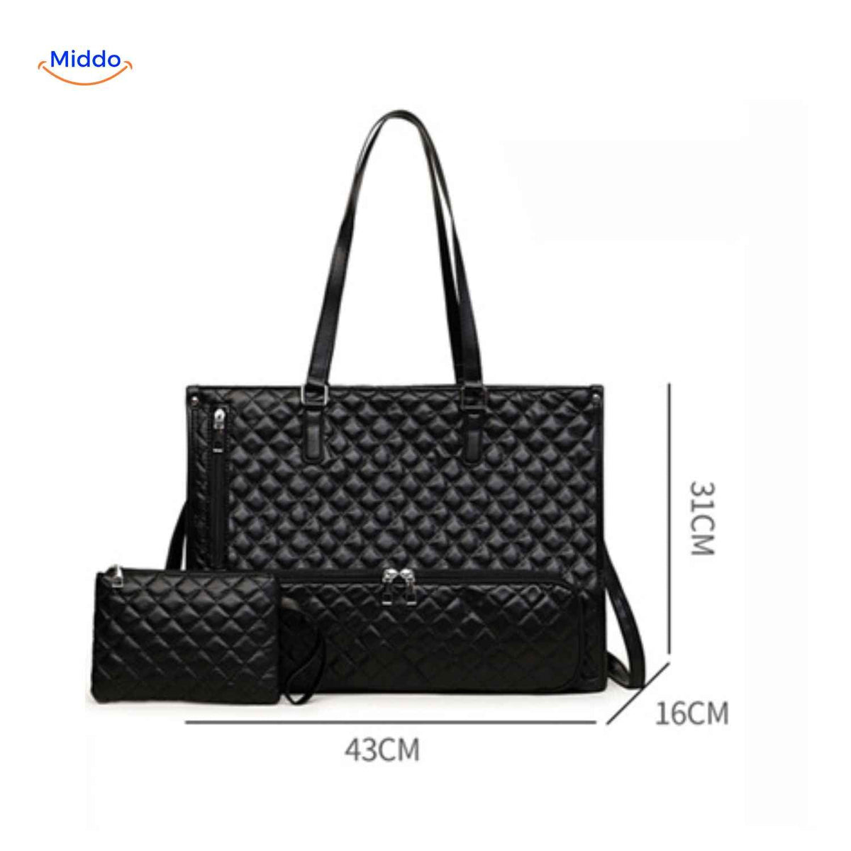 Totezia Tasche schwarz Abmessungen 43x31x16 cm mit Etui
