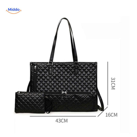 Totezia Tasche schwarz Abmessungen 43x31x16 cm mit Etui