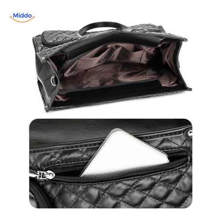 Totezia Tasche schwarz große Füllung mit Reißverschluss und Tabletfach