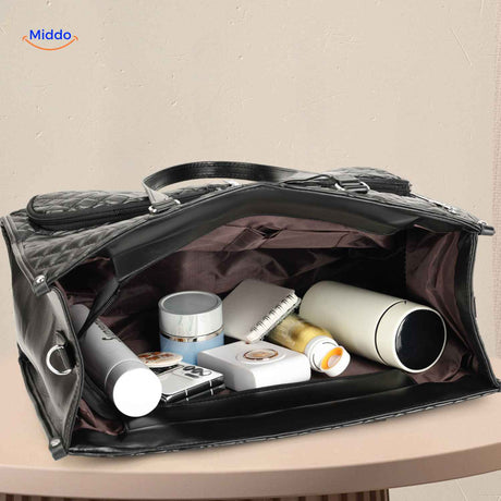 Totezia Tasche schwarz geräumige Tragetasche mit Fächern